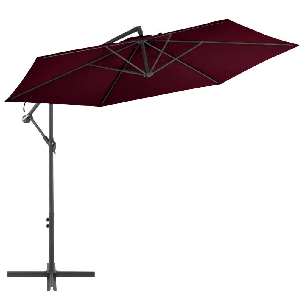 Helloshop26 - Parasol déporté avec mât en aluminium 300 cm bordeaux - Image 1