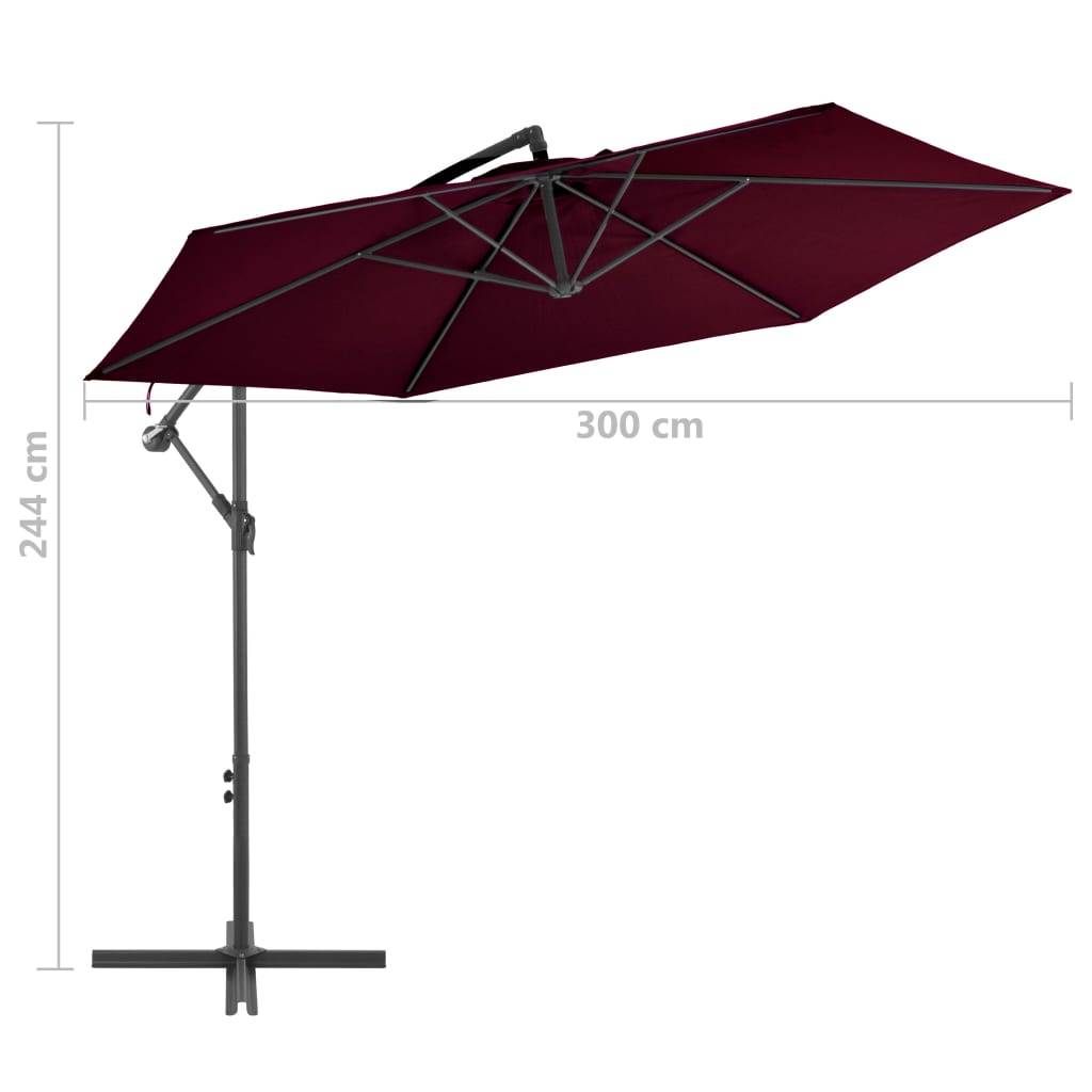 Helloshop26 - Parasol déporté avec mât en aluminium 300 cm bordeaux - Image 7