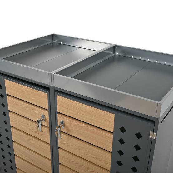 ComfortXL - Cache-poubelle double Acier galvanisé Jardin Jardinière intégrée 132x80x124cm Gris - ComfortXL Outdoor Living - Image 6
