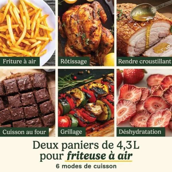 Friteuse Electrique  sans huile CUISINART - Airfryer AFT13XSSE - Capacité 13,6L - Double cuves + 1 tiroir - Noir / Inox - 2400W - Image 3
