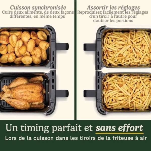 Friteuse Electrique sans huile CUISINART - Airfryer AFT13XSSE - Capacité 13,6L - Double cuves + 1 tiroir - Noir / Inox - 2400W - Image 6