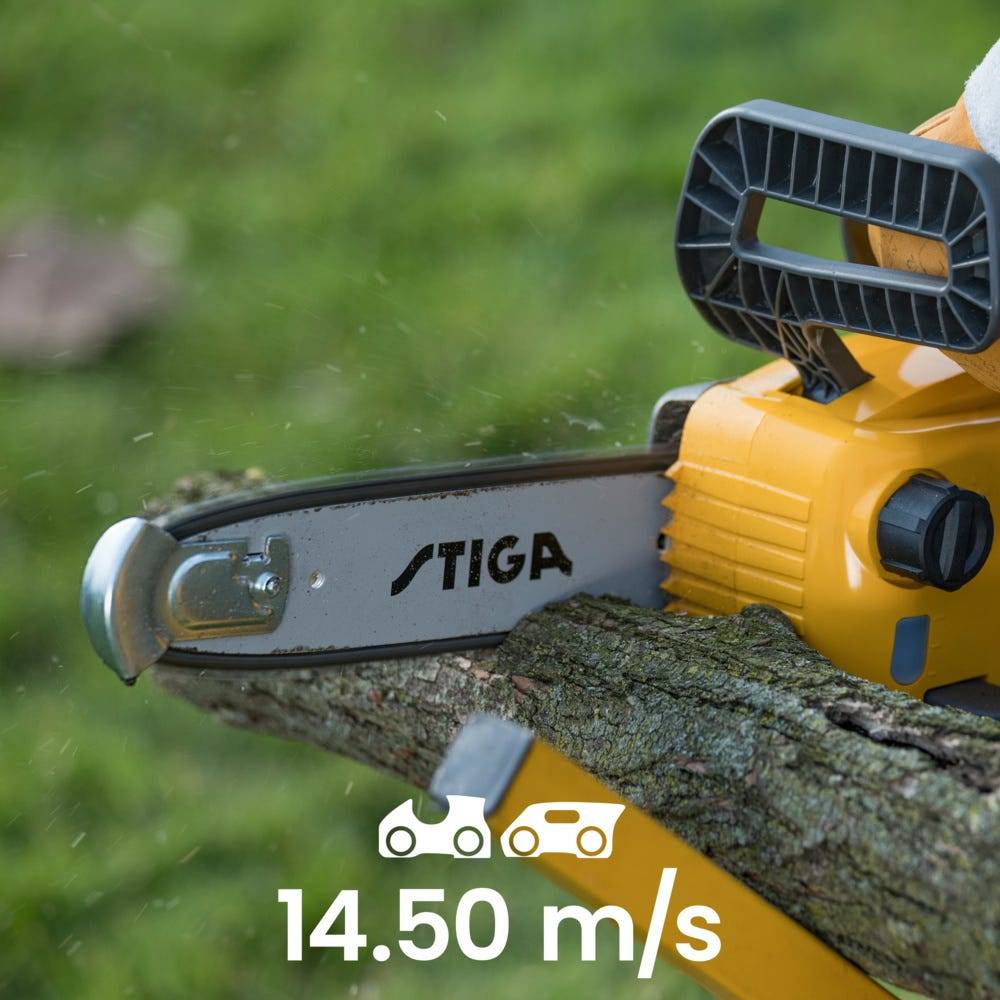 Stiga - Tronçonneuse CS 100e - Moteur 700 W, guide-chaîne 25 cm, largeur de coupe 160 mm, vitesse de chaîne 14,5 m/s, 3,7 kg, batterie et chargeur vendus - Image 6