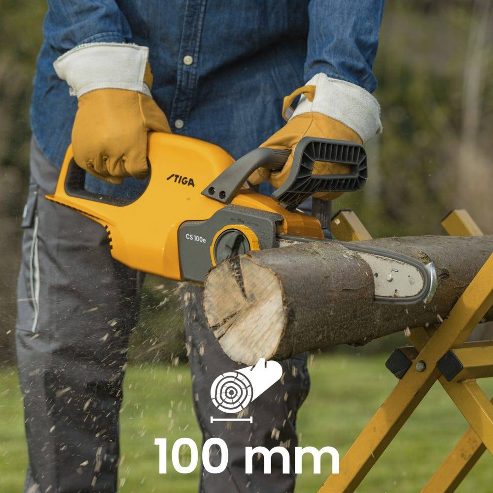 Stiga - Tronçonneuse CS 100e - Moteur 700 W, guide-chaîne 25 cm, largeur de coupe 160 mm, vitesse de chaîne 14,5 m/s, 3,7 kg, batterie et chargeur vendus - Image 7