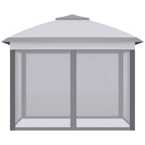 Tente pliante 3,3 x 3,3 m à hauteur réglable, double toit, 4 moustiquaires amovibles et sac de transport anti-UV, grise - Image 10