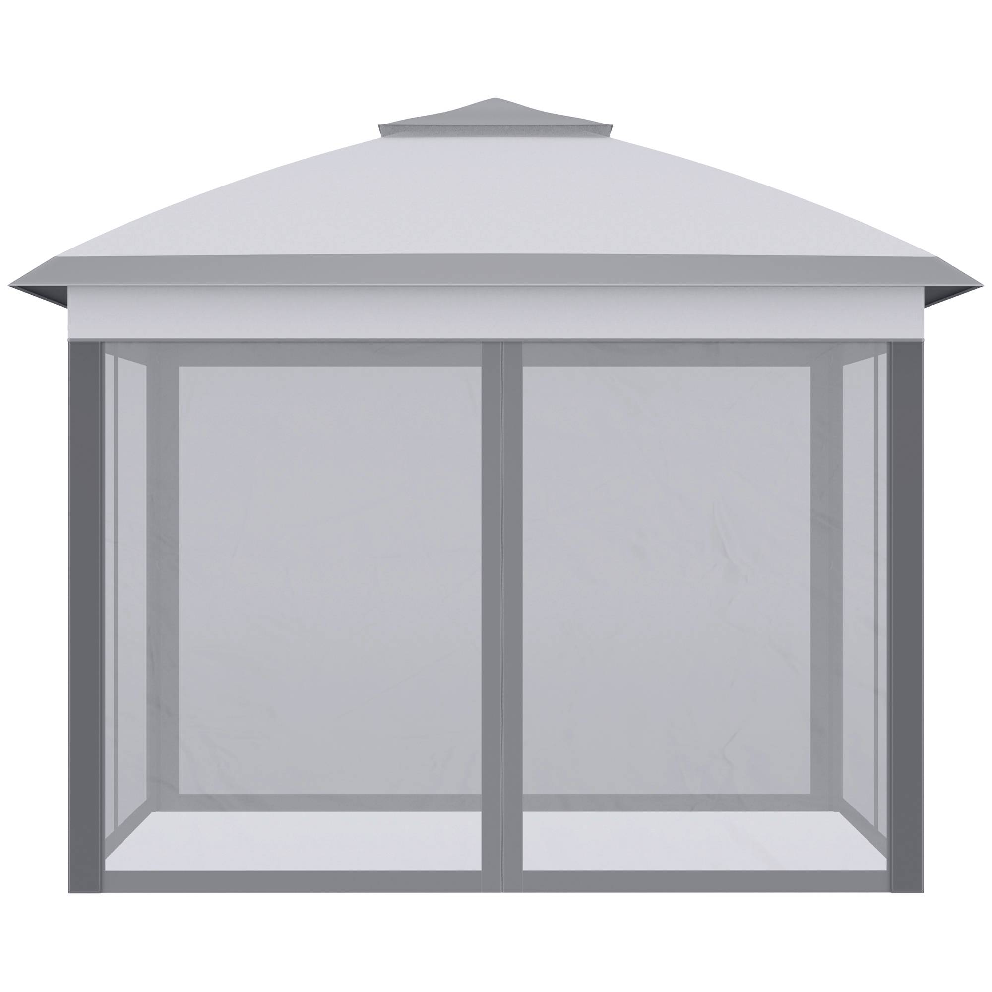 Tente pliante 3,3 x 3,3 m à hauteur réglable, double toit, 4 moustiquaires amovibles et sac de transport anti-UV, grise - Image 10