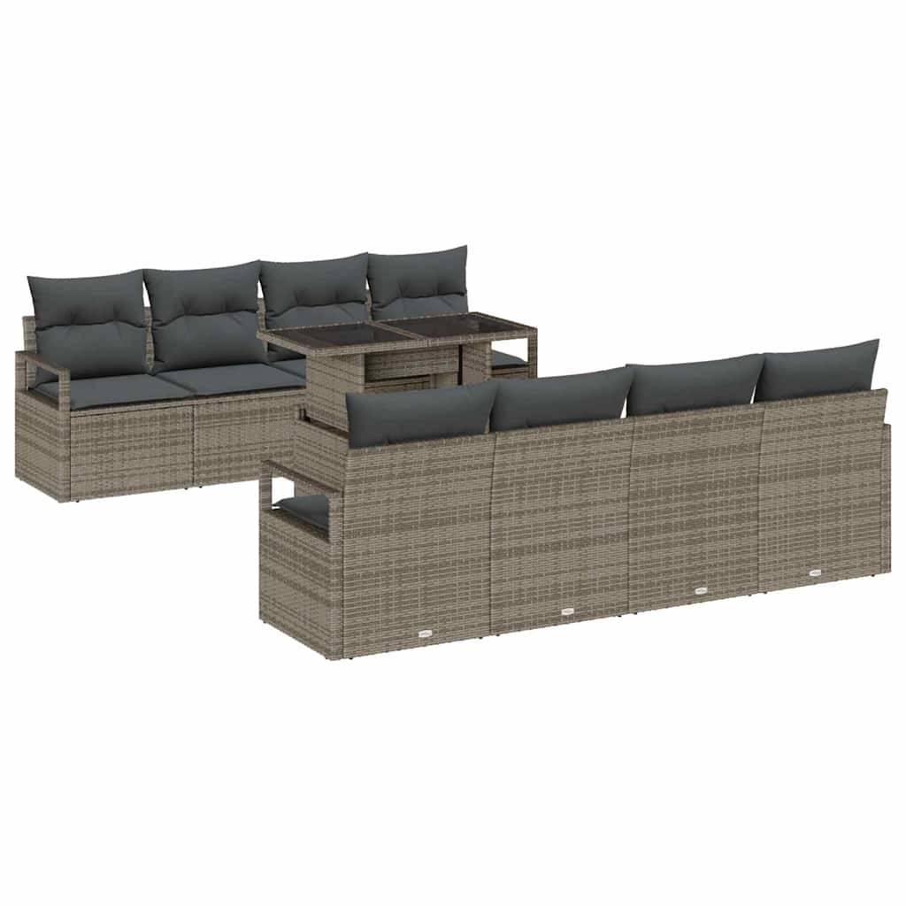 Salon de jardin modulable 9 pièces pour 8 convives en résine tressée Gris – ComfortXL Outdoor Living - Image 2