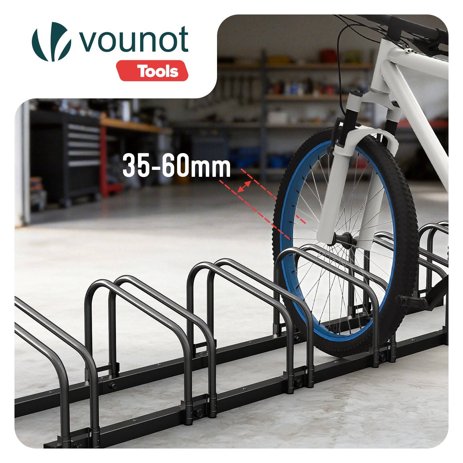 Râtelier range vélos - Support pour 4 vélos - Mural ou au sol - Porte-vélo en acier revêtu noir - VOUNOT® - Image 6