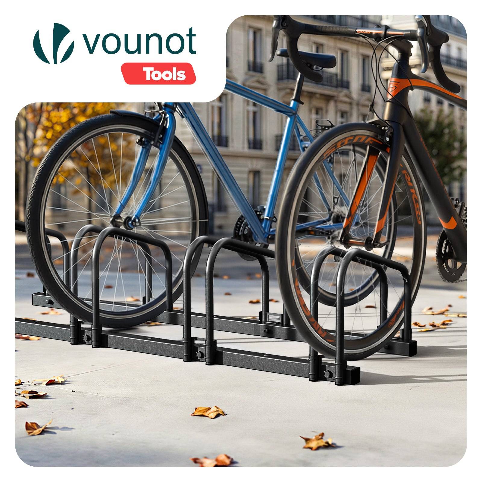 Râtelier range vélos - Support pour 4 vélos - Mural ou au sol - Porte-vélo en acier revêtu noir - VOUNOT® - Image 2