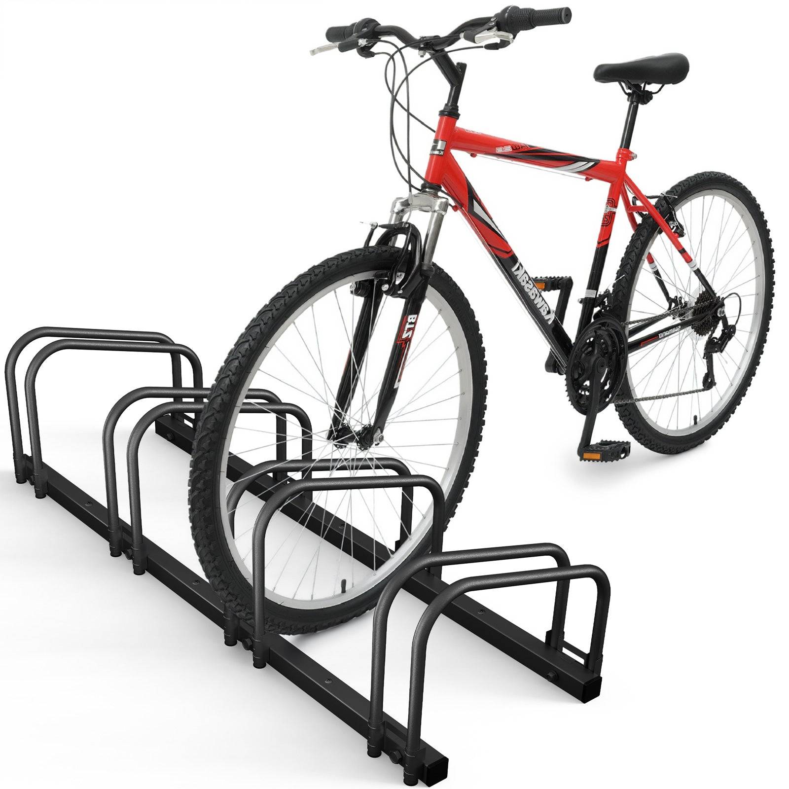 Râtelier range vélos - Support pour 4 vélos - Mural ou au sol - Porte-vélo en acier revêtu noir - VOUNOT® - Image 1