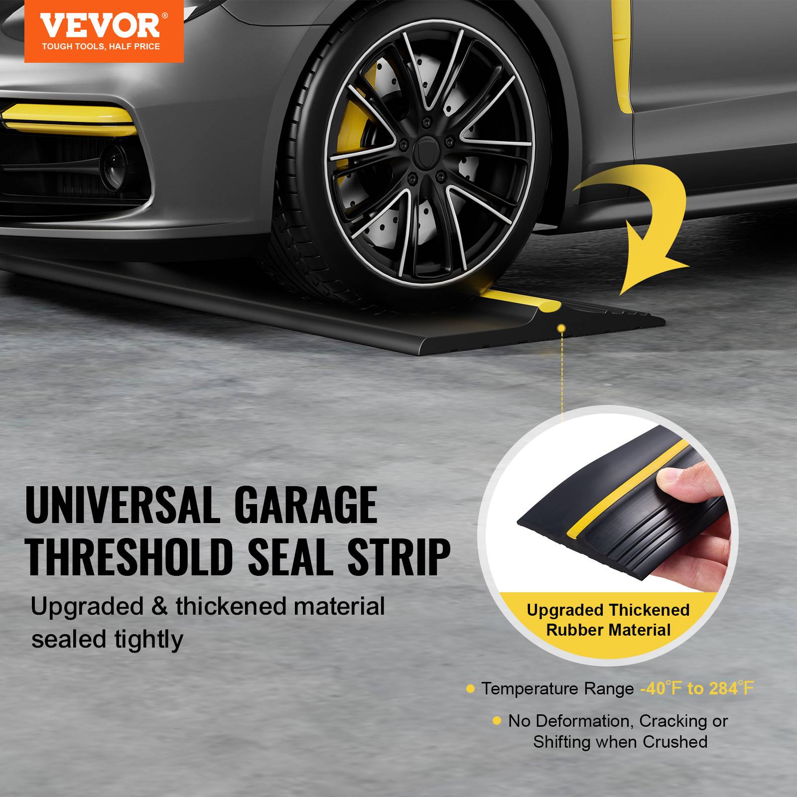 VEVOR Joint porte garage 3m, seuil universel, PVC épais, adhésif, noir. - Image 2