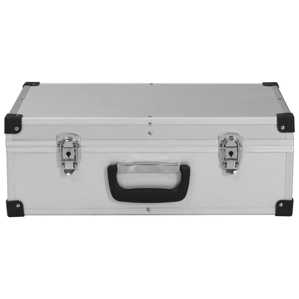 Helloshop26 - Valise à outils boîte à outils mallette à outils trolley à outils caisse à outils rangement stockage fichiers portable 46 cm argenté - Image 3