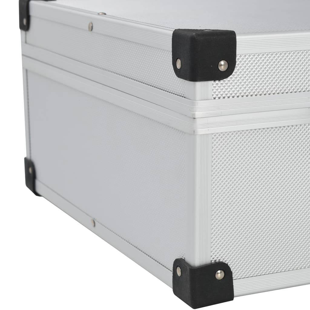 Helloshop26 - Valise à outils boîte à outils mallette à outils trolley à outils caisse à outils rangement stockage fichiers portable 46 cm argenté - Image 5