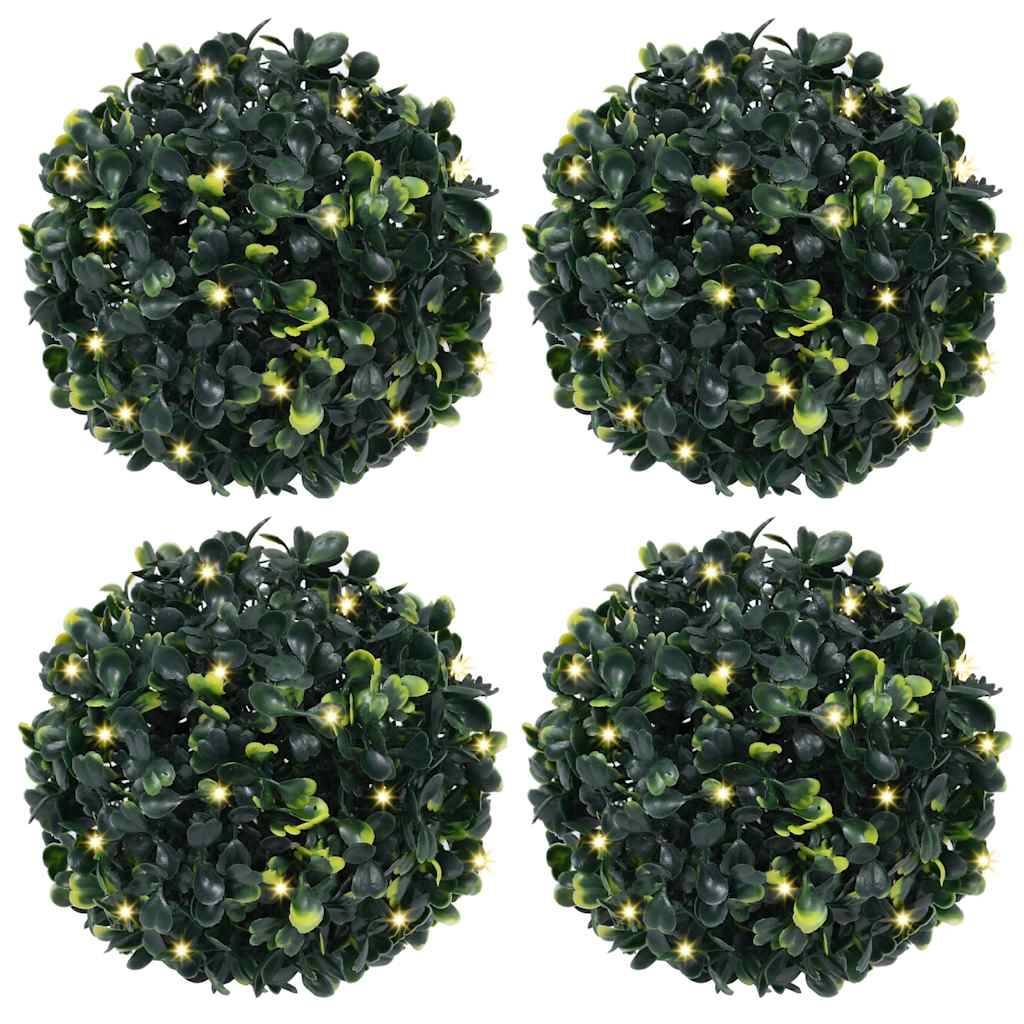 Boules de buis artificielles avec LED polyéthylène vert 12 x 12 x 12 cm - PANGIVO - Image 1