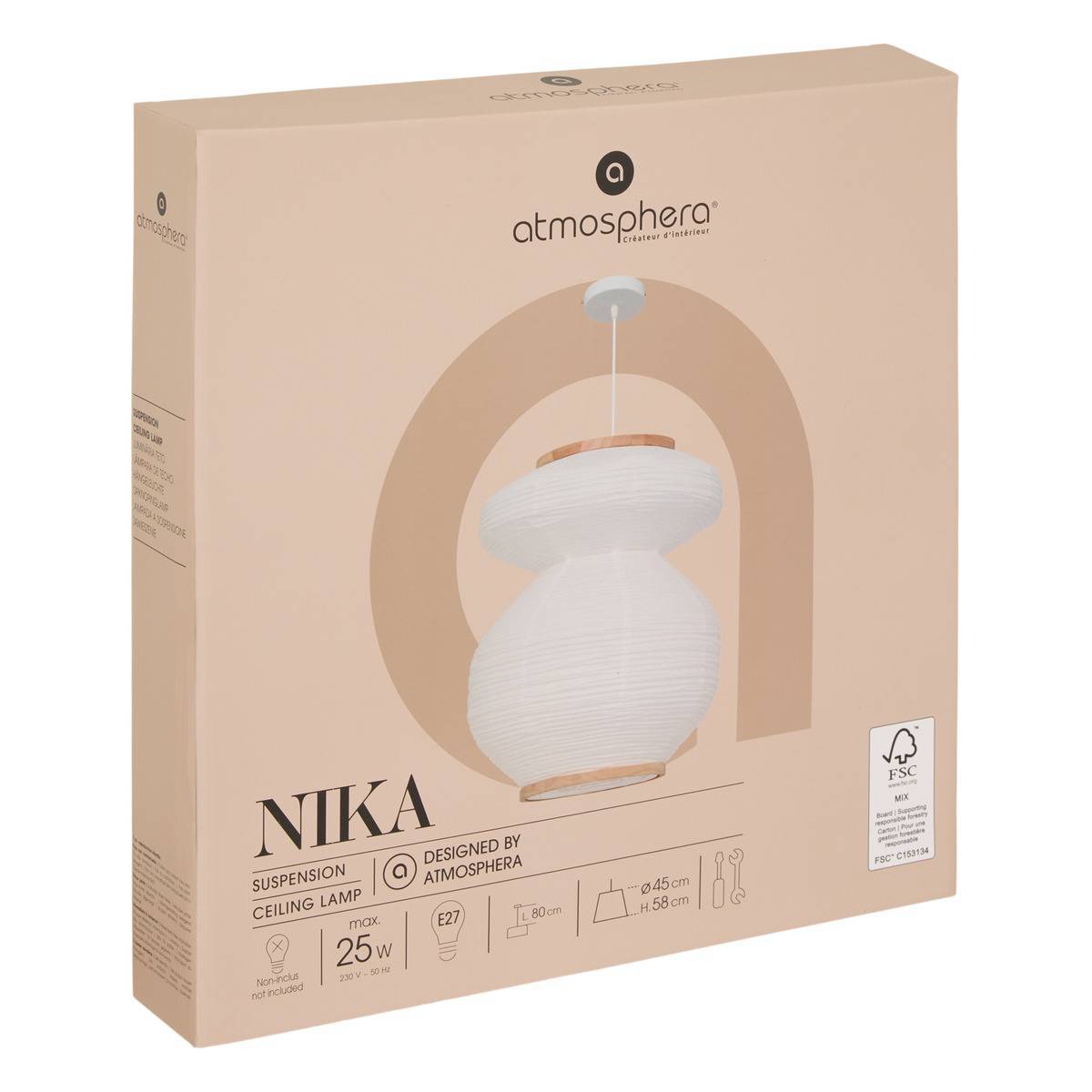 Atmosphera - Suspension Nika ronde D.45cm blanc - Atmosphera Créateur d'intérieur - Image 3