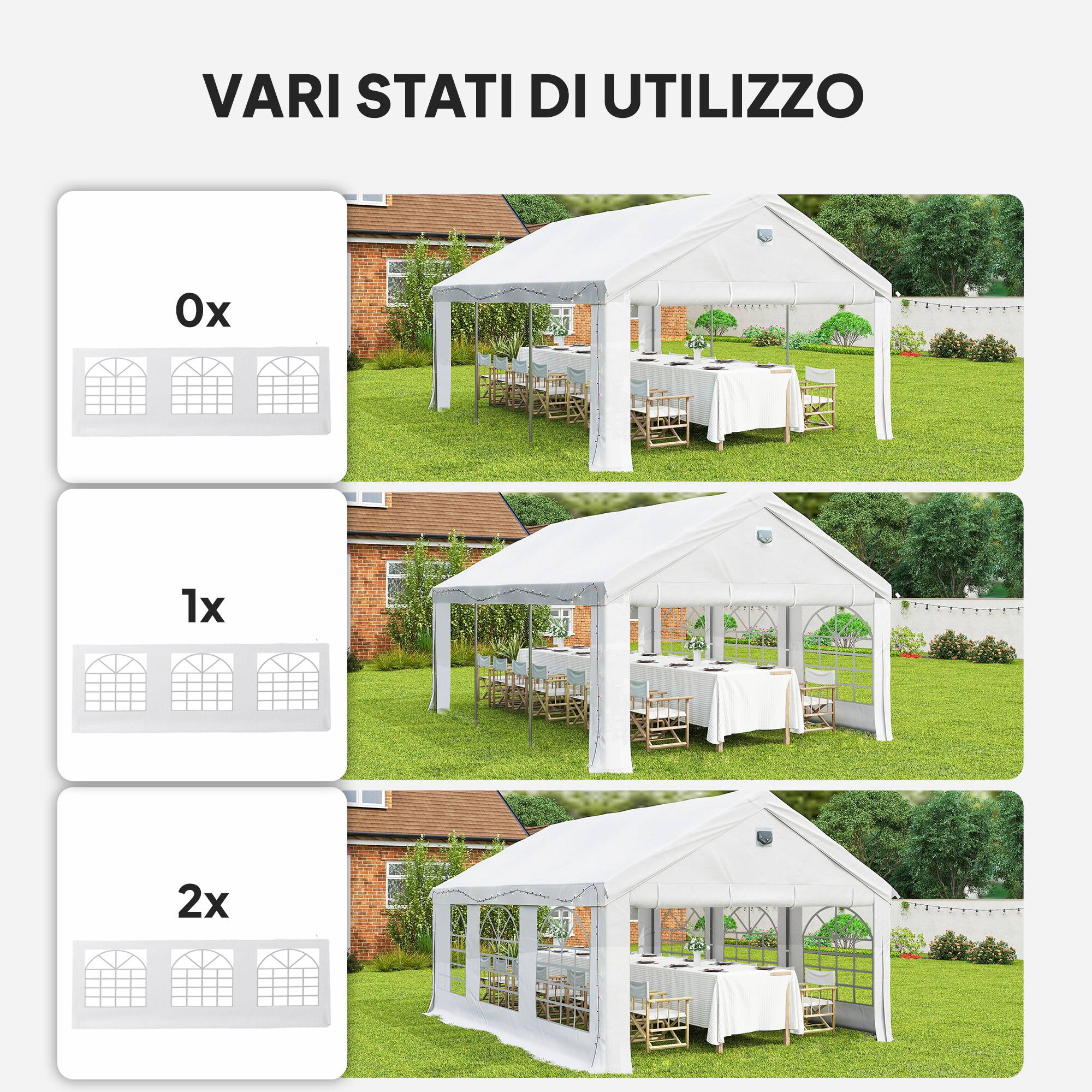 Tente de Réception Acier Barnum Fenêtres Parois Amovibles Éclairage LED 4x6m Blanc - ComfortXL Outdoor Living - Image 10