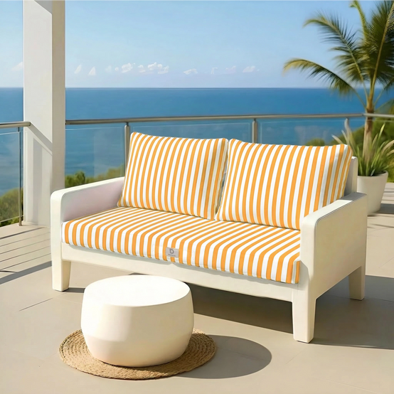 Coussins pour salon de jardin déhoussable 120x60cm Rayure jaunes - Déco arts - Image 2