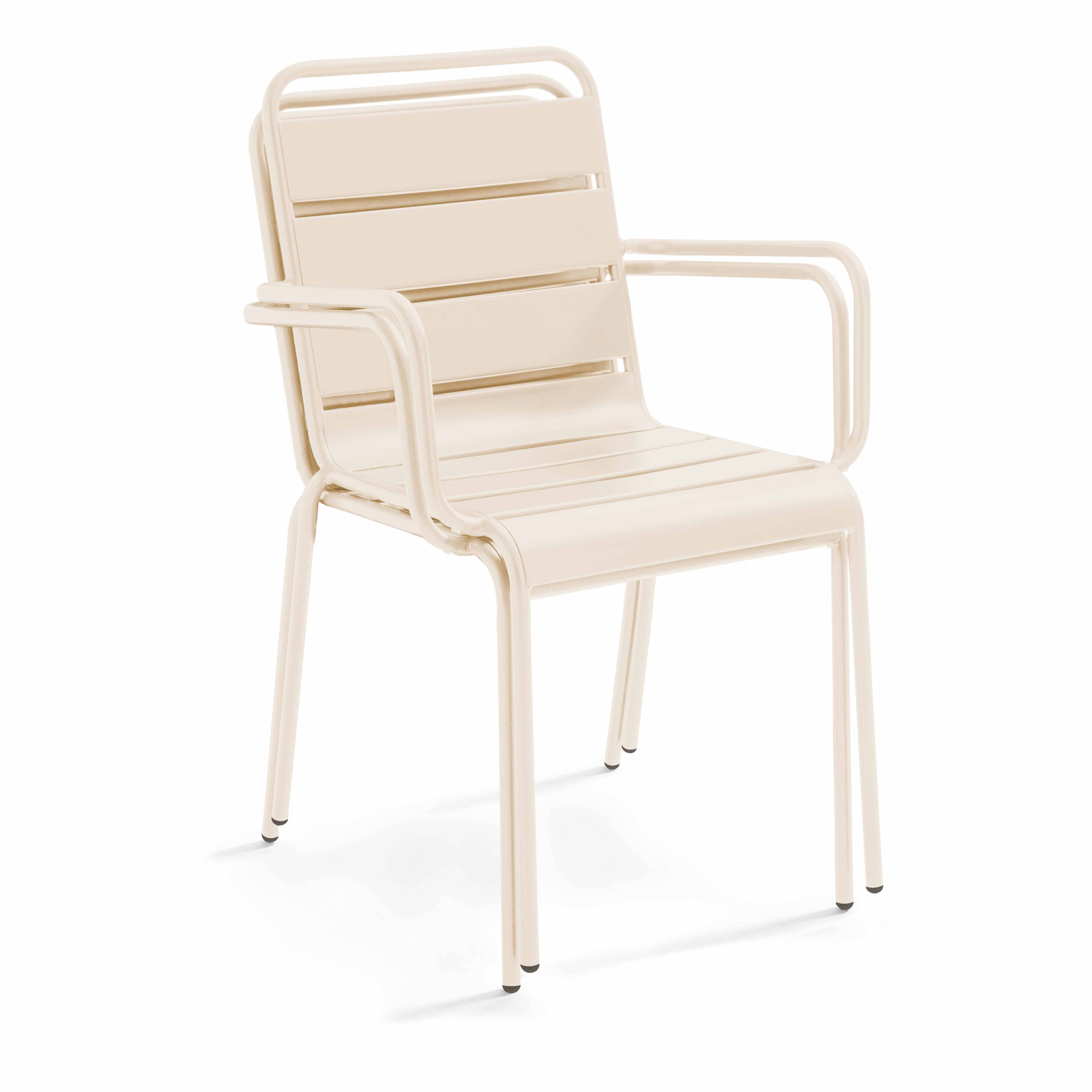 Oviala - Ensemble table de jardin et 8 fauteuils en métal ivoire Palavas - Oviala - Image 6