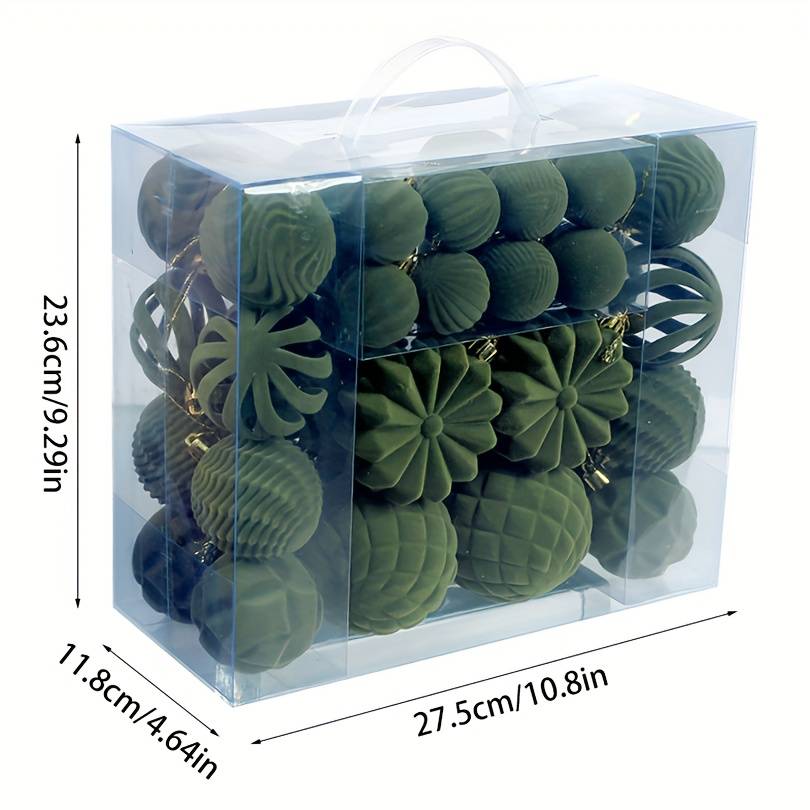 Lot de 48 boules décoratives en plastique pour sapin de Noël, décorations du Nouvel An à faire soi-même, boules de Noël, rouge vin - Image 8
