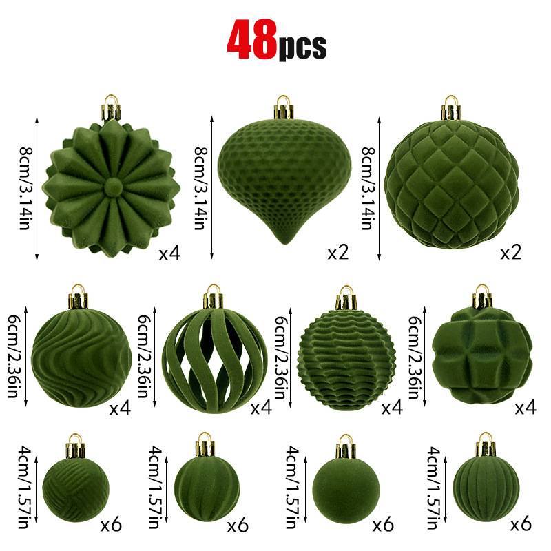 Lot de 48 boules décoratives en plastique pour sapin de Noël, décorations du Nouvel An à faire soi-même, boules de Noël, rouge vin - Image 3
