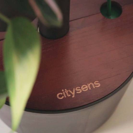 Jardinière verticale CitySens noire et bois teck avec 3 pots et arrosage automatique digital - Image 2