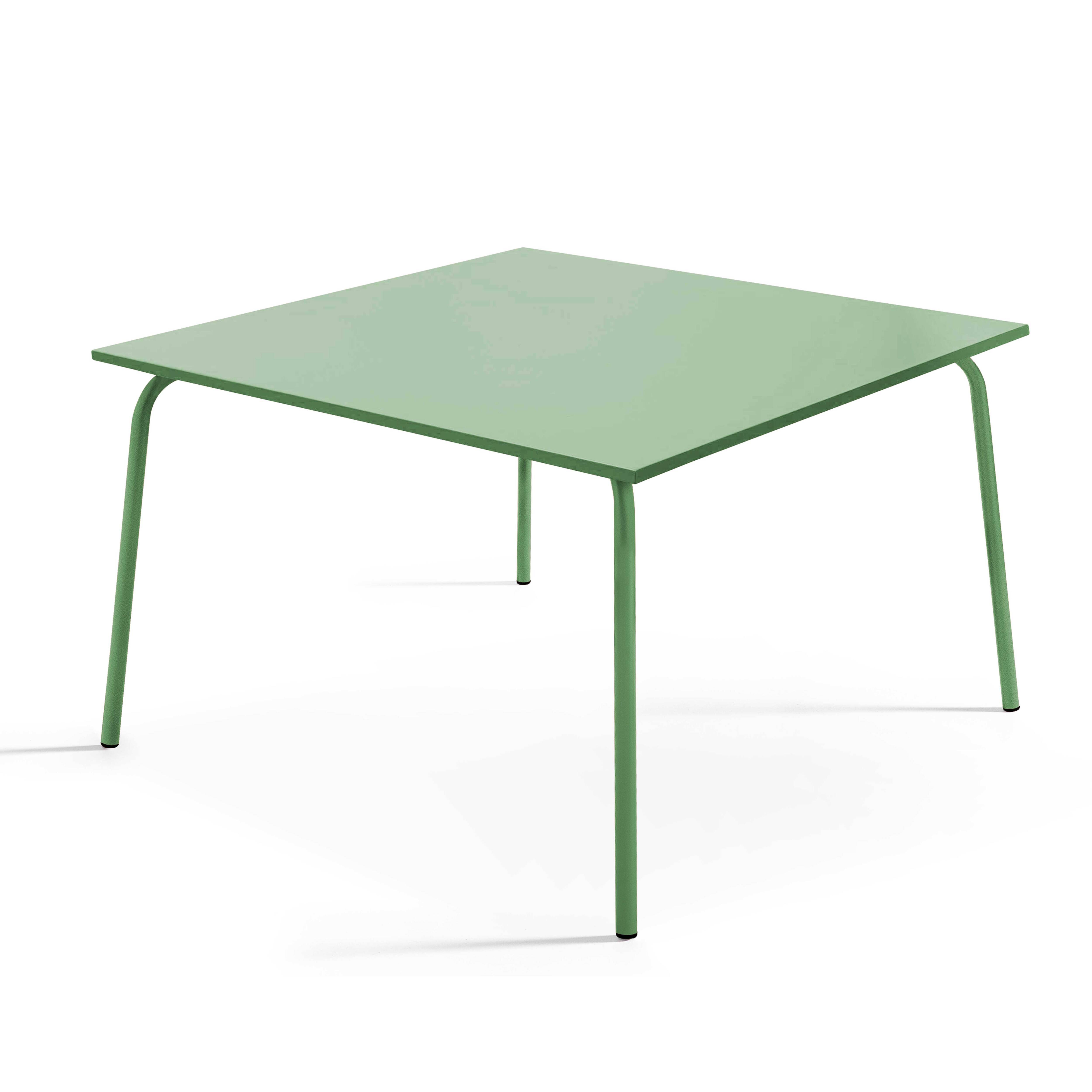 Oviala - Ensemble table de jardin carrée et 8 fauteuils en métal vert cactus  Palavas - Oviala - Image 5