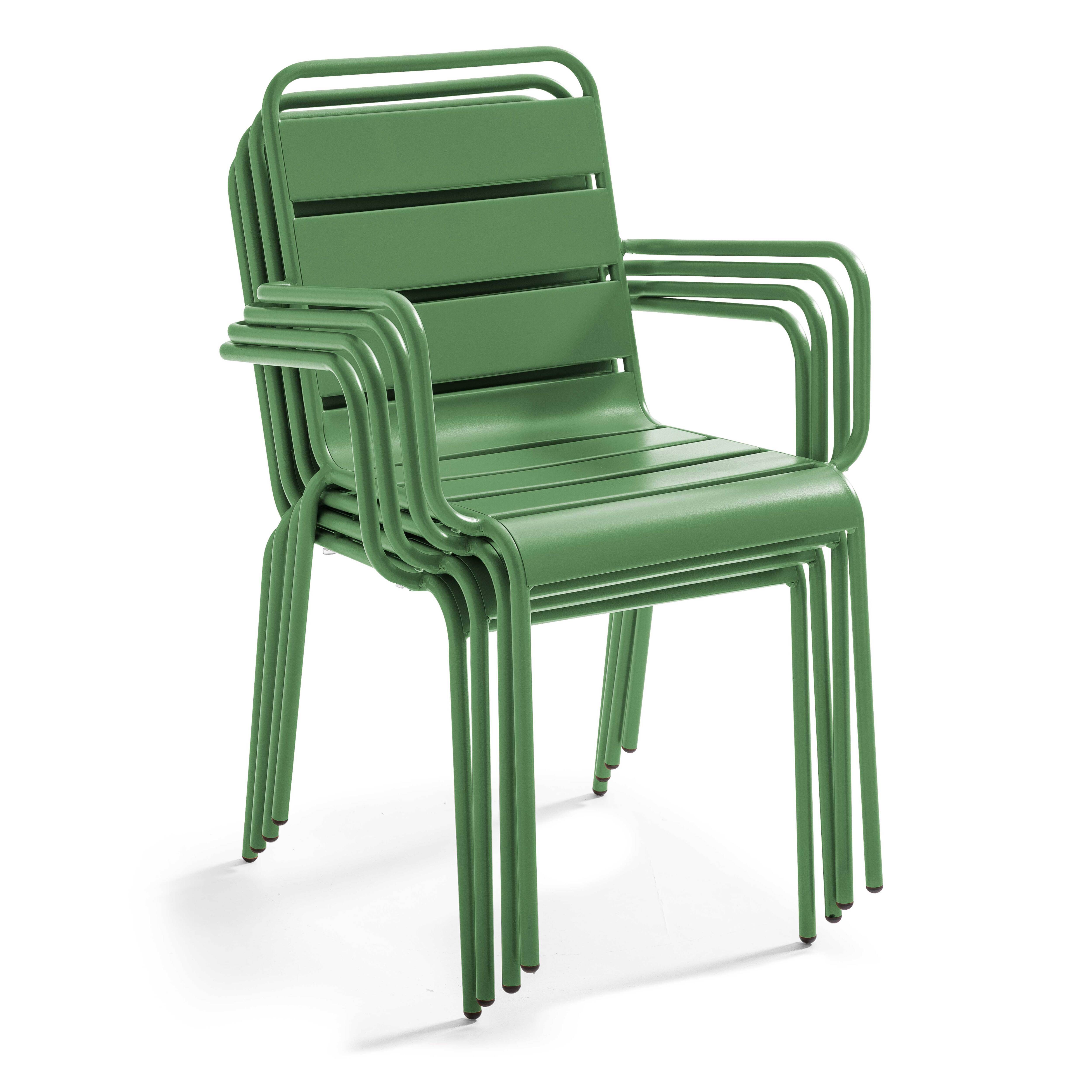 Oviala - Ensemble table de jardin carrée et 8 fauteuils en métal vert cactus  Palavas - Oviala - Image 6