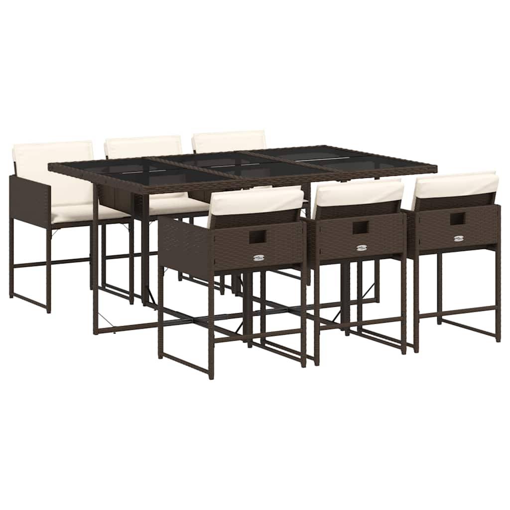 Vidaxl - Ensemble à manger de jardin et coussins 7 pcs-Salons de jardin marron rotin 252828 - Image 2