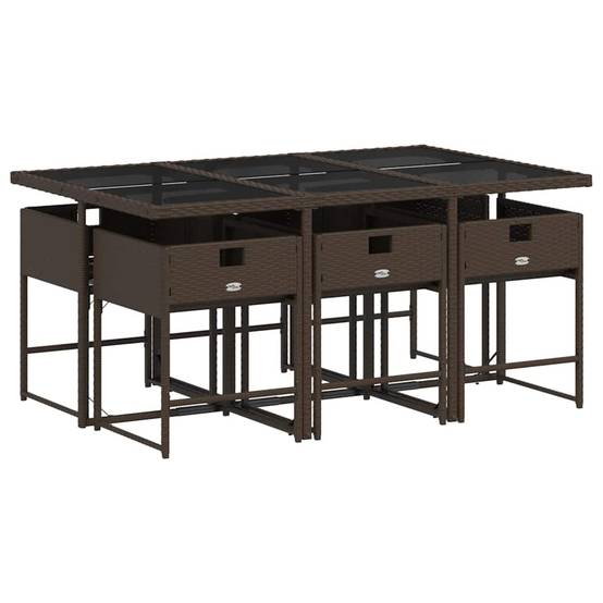 Vidaxl - Ensemble à manger de jardin et coussins 7 pcs-Salons de jardin marron rotin 252828 - Image 4