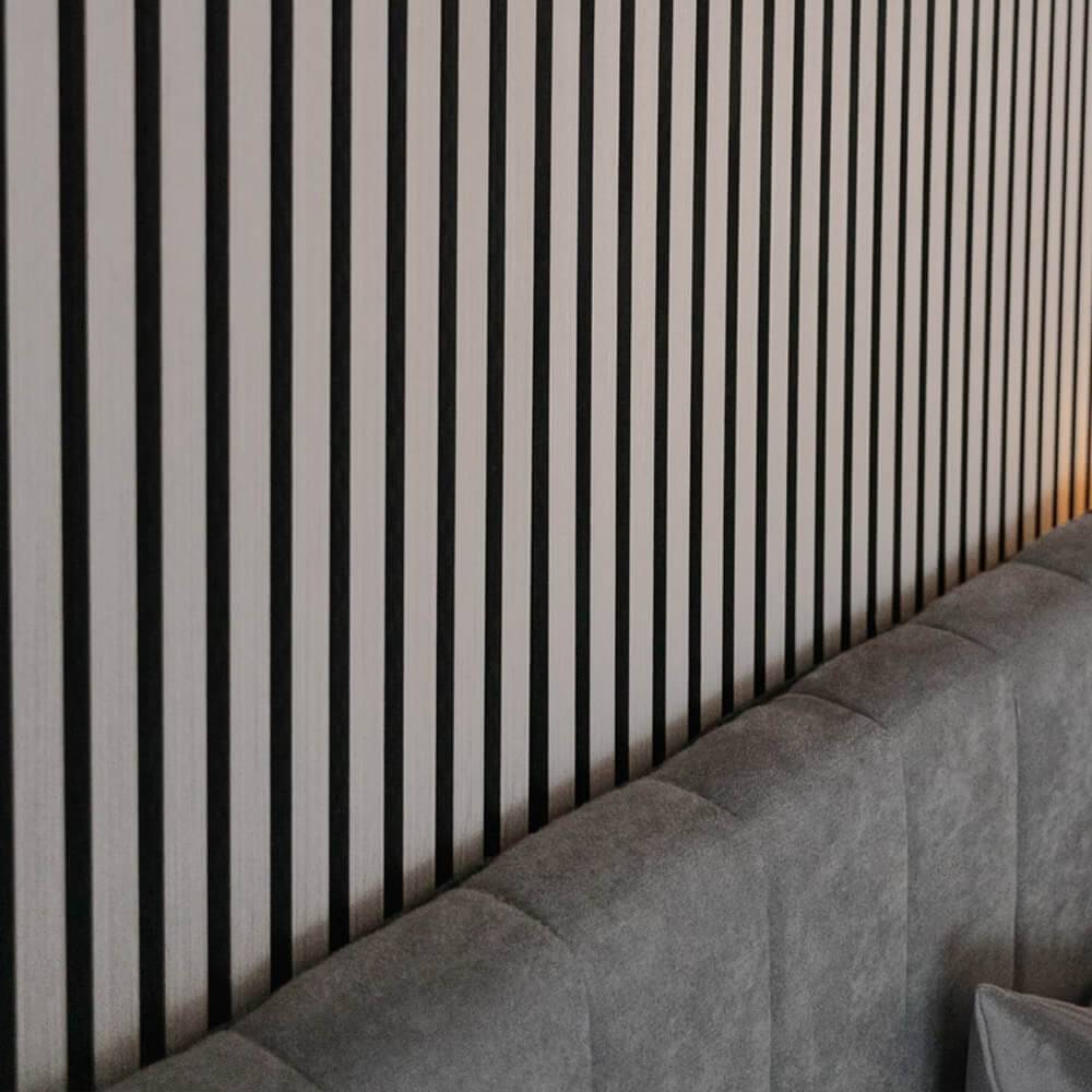 Home Deluxe - HOME DELUXE Panneau mural Panneau acoustique Grey Oak - 240 x 40 cm, 0,96 m²- | Panneaux muraux acoustiques, mur à lamelles, panneaux acoustiques - Image 3