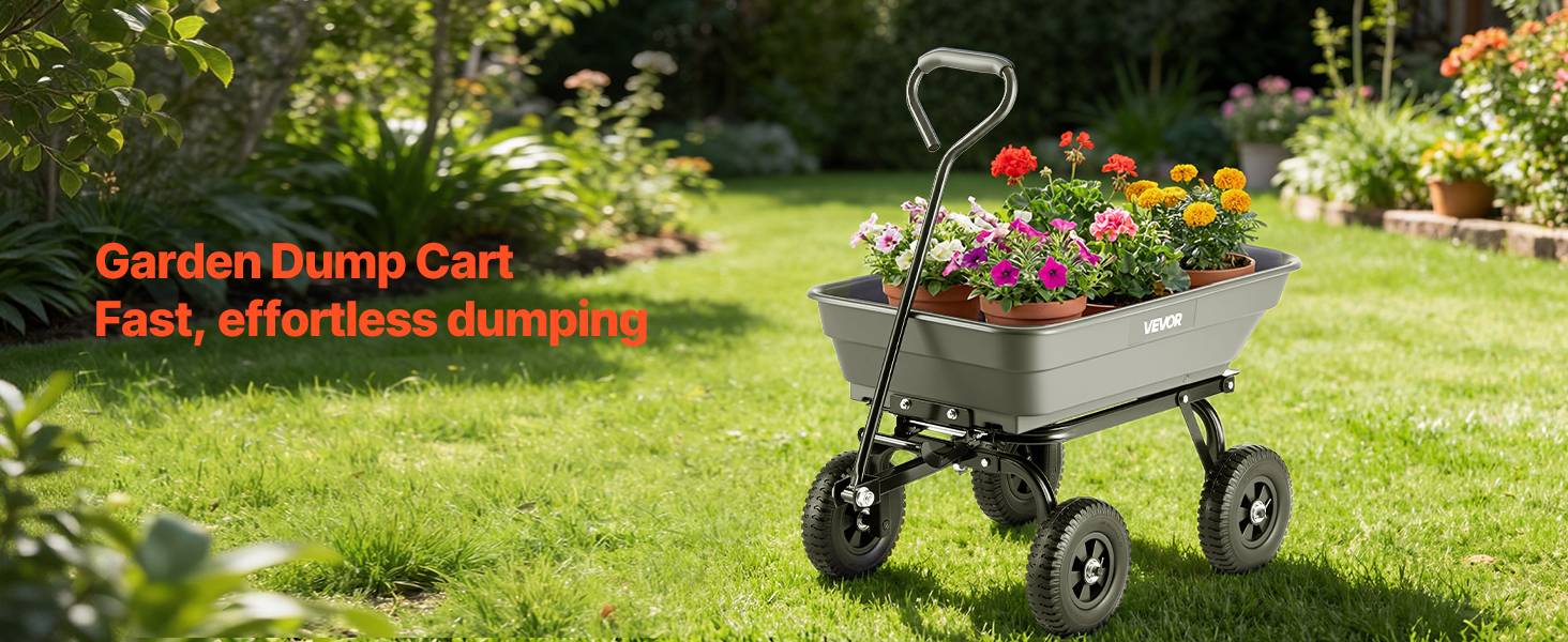 VEVOR Chariot de Jardin Basculant Chariot Benne PP Max. 181 kg Basculement à 90° - Image 9