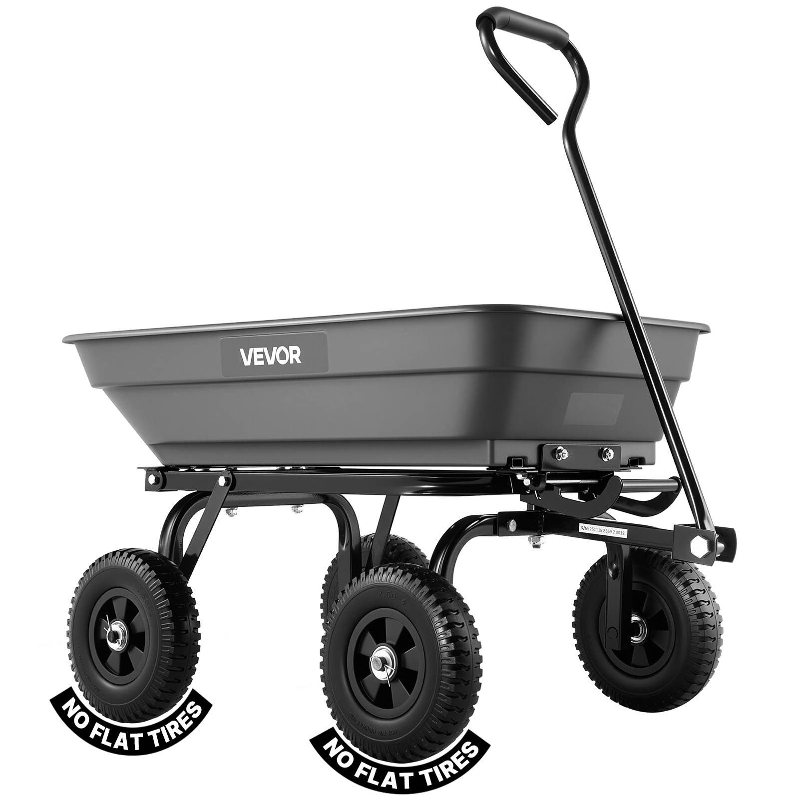 VEVOR Chariot de Jardin Basculant Chariot Benne PP Max. 181 kg Basculement à 90°