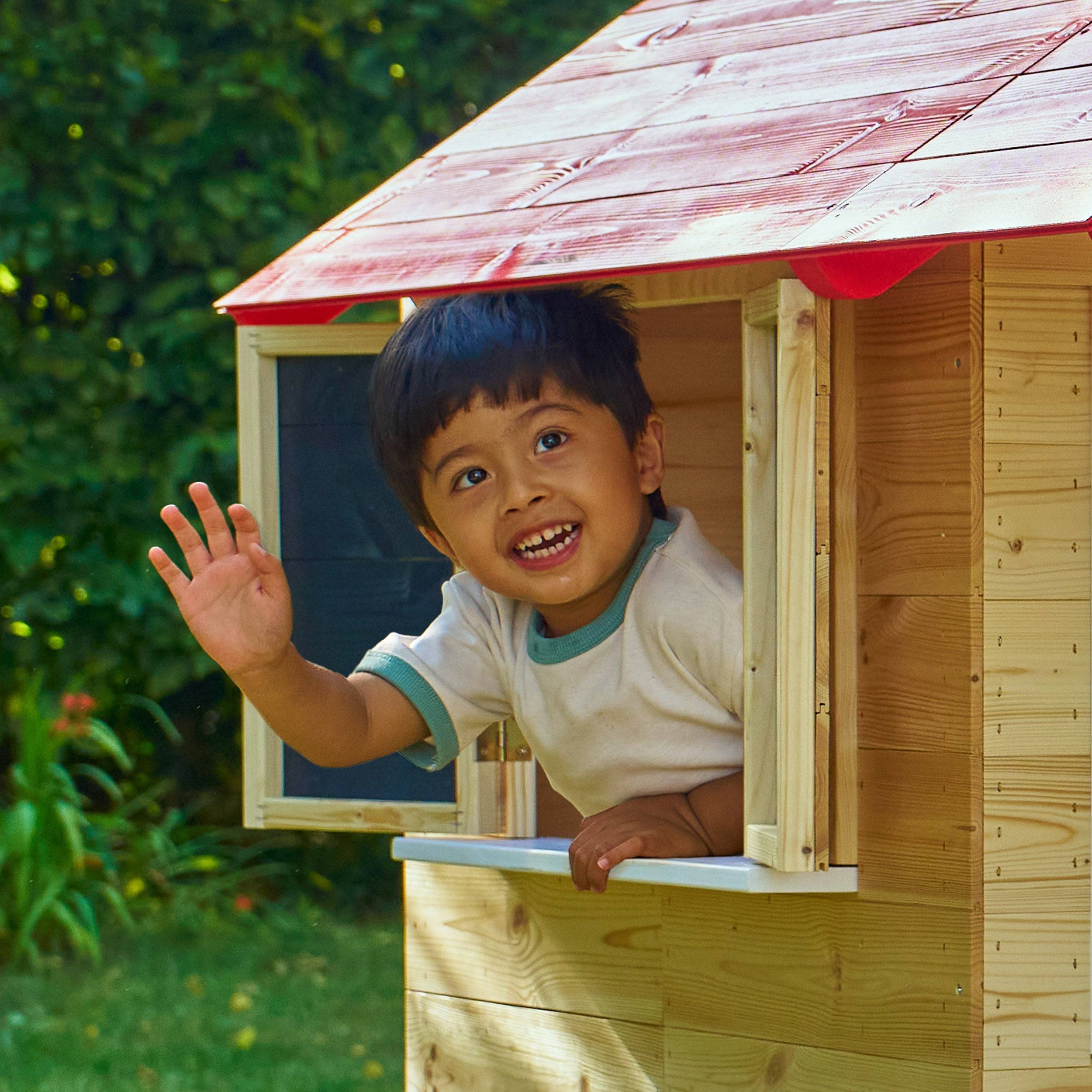 Maisonnette modulable sur pilotis avec balcon et glissière COQUELICOT en bois FSC® - Image 9