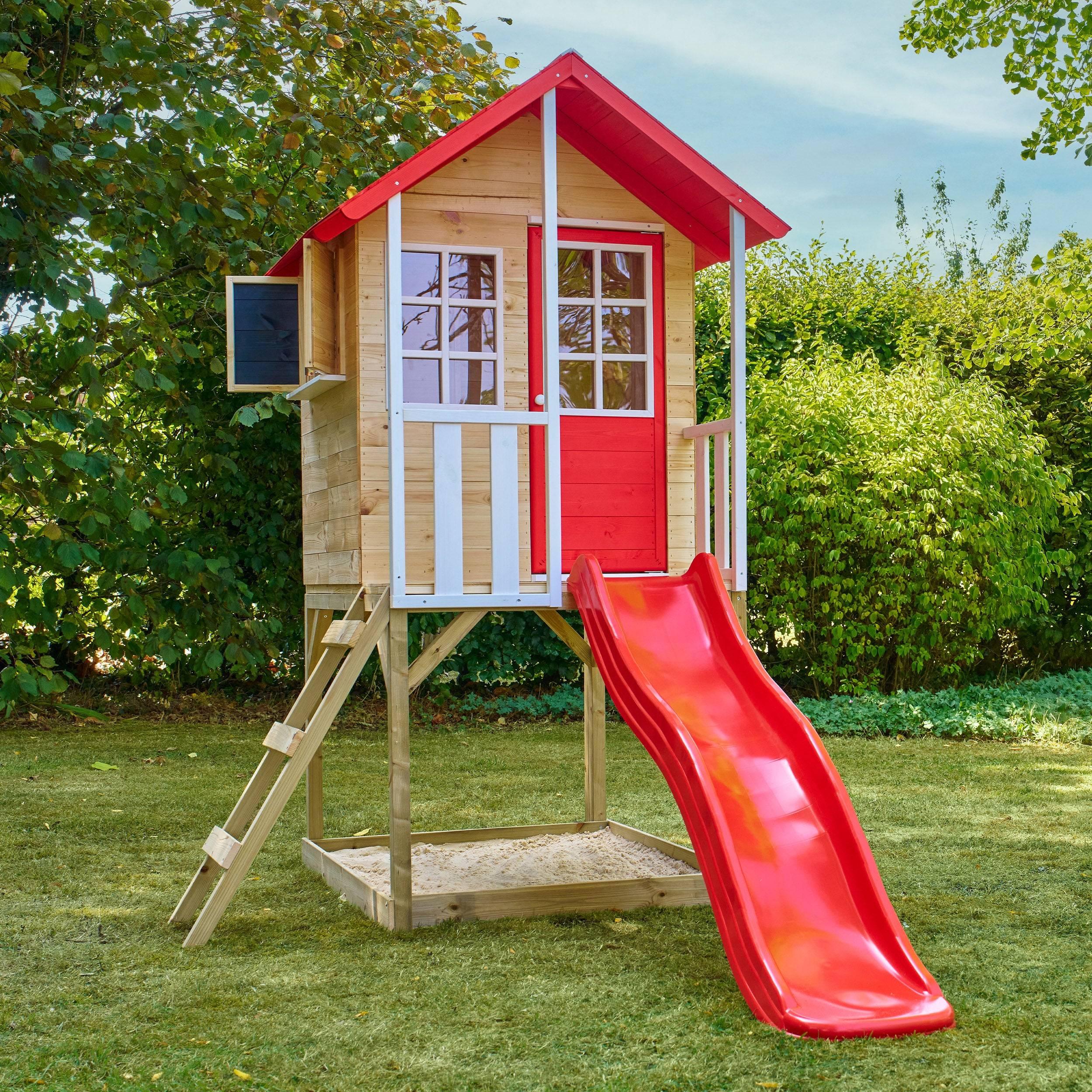 Maisonnette modulable sur pilotis avec balcon et glissière COQUELICOT en bois FSC® - Image 7