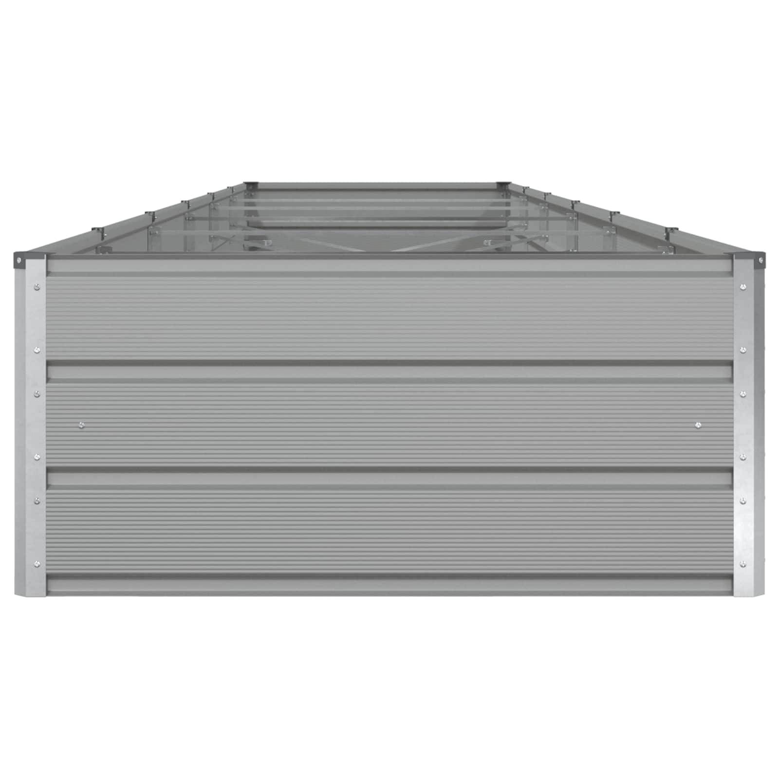 Jardinière rectangulaire moderne esthétique 195 x 100 x 45 cm en acier galvanisé gris clair - Image 3