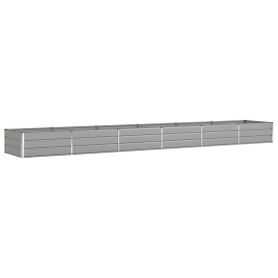 Jardinière rectangulaire moderne esthétique 195 x 100 x 45 cm en acier galvanisé gris clair - Image 1