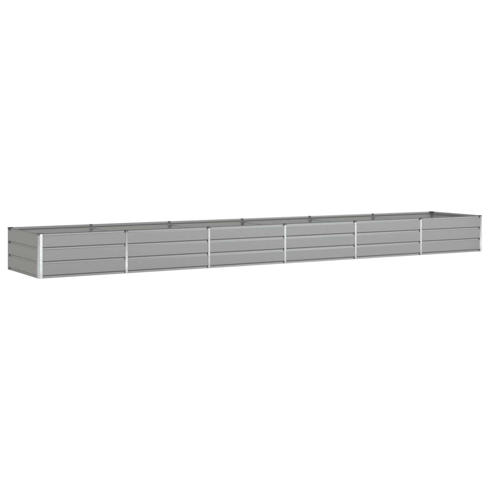 Jardinière rectangulaire moderne esthétique 195 x 100 x 45 cm en acier galvanisé gris clair - Image 1