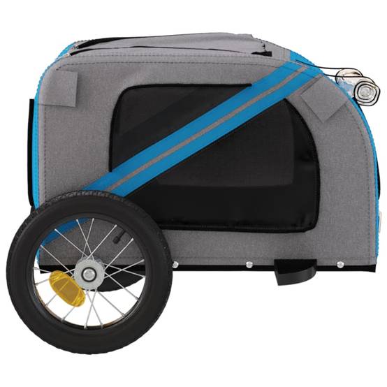 Remorque de vélo pour animaux fer et tissu Oxford bleu et gris 124 x 53 x 53 cm - PANGIVO - Image 7