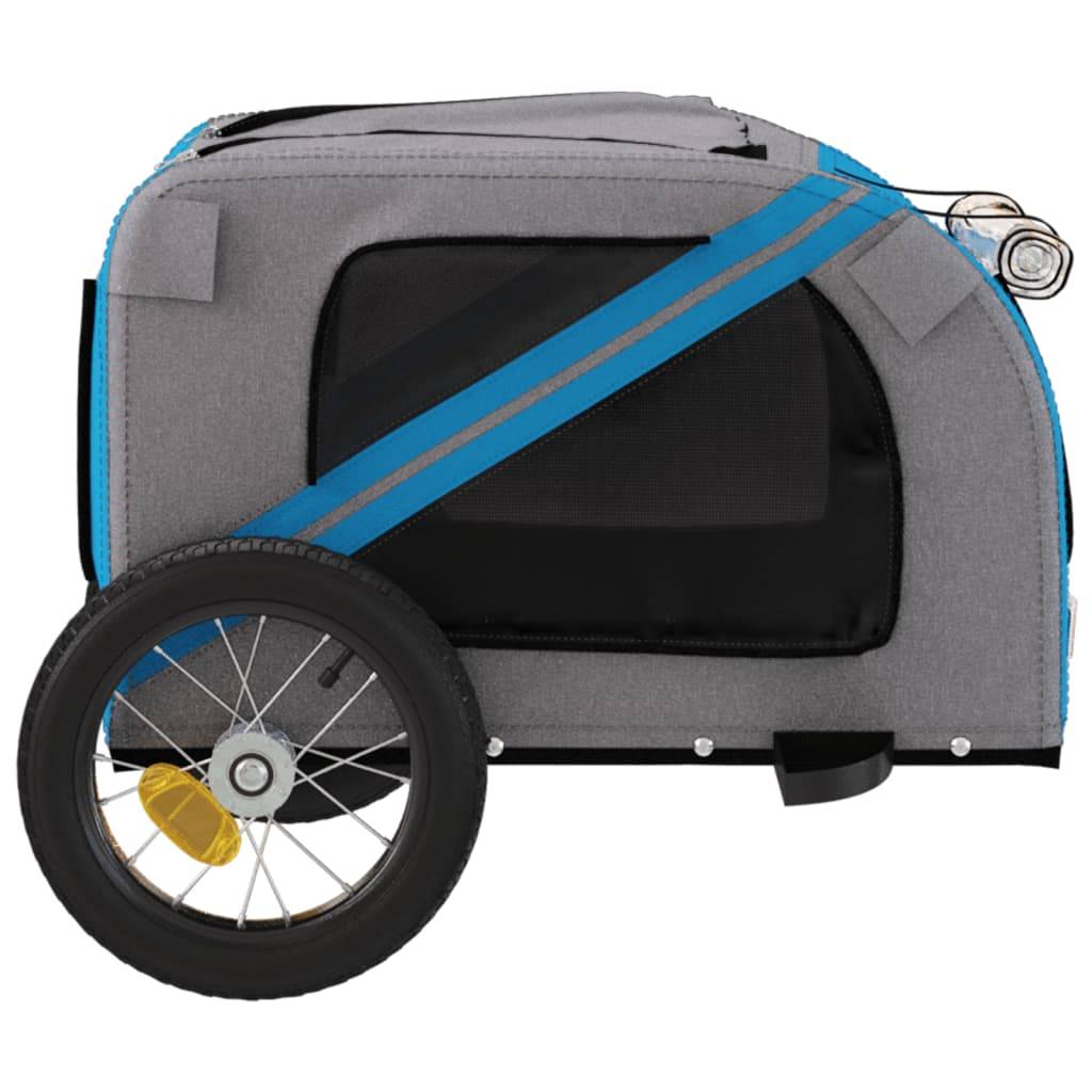 Remorque de vélo pour animaux fer et tissu Oxford bleu et gris 124 x 53 x 53 cm - PANGIVO - Image 7