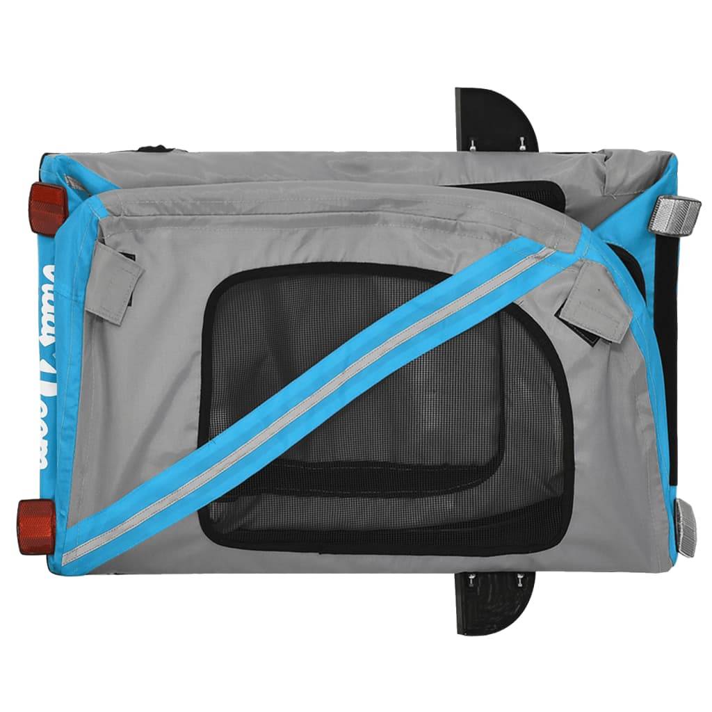 Remorque de vélo pour animaux fer et tissu Oxford bleu et gris 124 x 53 x 53 cm - PANGIVO - Image 9