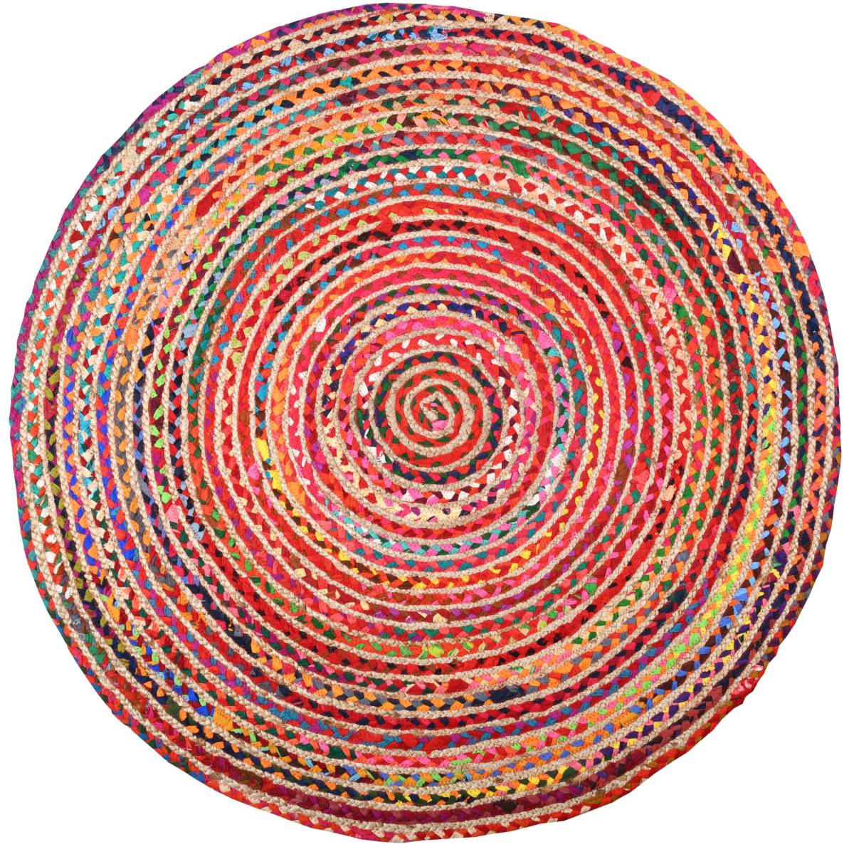 Aubry Gaspard - Tapis rond coloré en jute et en coton India Ø 120 - Image 1