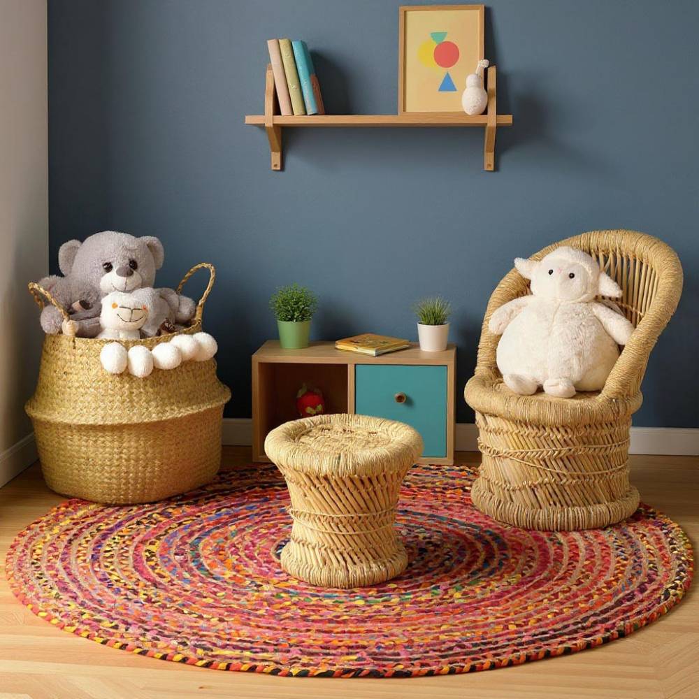 Aubry Gaspard - Tapis rond coloré en jute et en coton India Ø 120 - Image 2