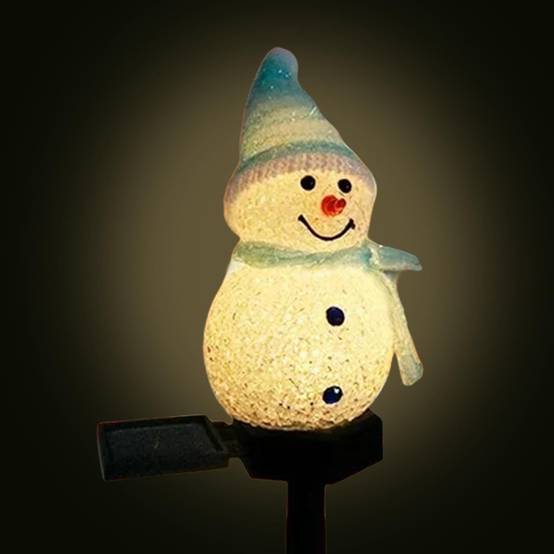 Lumière solaire de bonhomme de neige de noël avec piquet, lumières solaires de chemin de noël, décoration extérieure pour cour, jardin, pelouse-bleu - Image 5