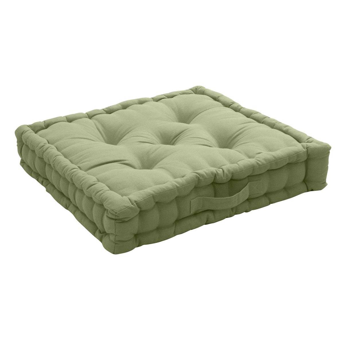 Enjoy Home - Coussin de Sol Uni "Panama" 50x50cm Vert Olive - Image 1