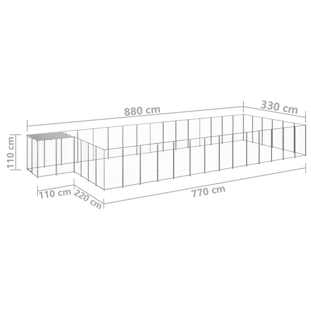 Helloshop26 - Chenil extérieur cage enclos parc animaux chien argenté 26,62 m² acier - Image 2