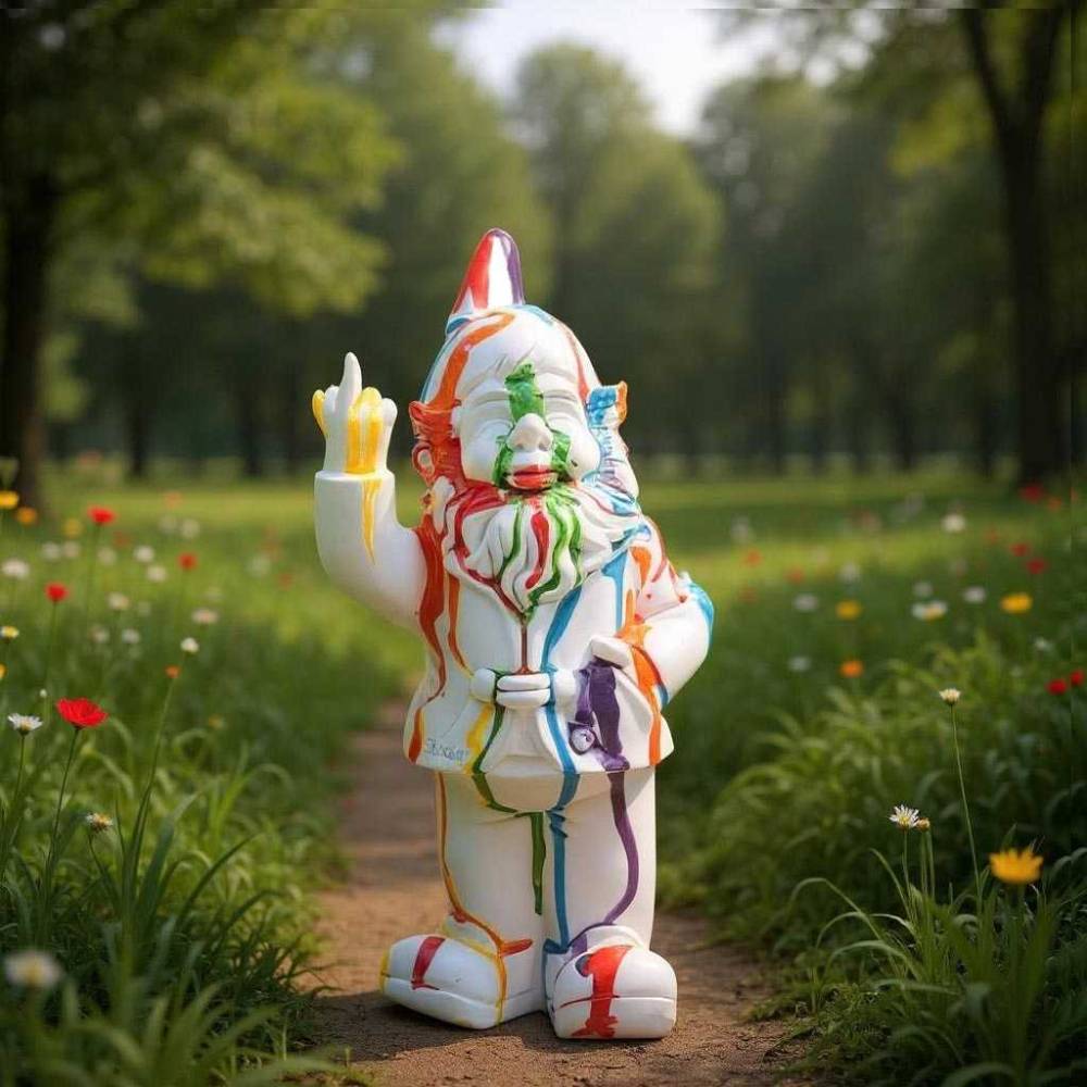 Stoobz - Nain de jardin en résine doigt d'honneur 7 x 8 x 20 cm Multicolore - Image 2