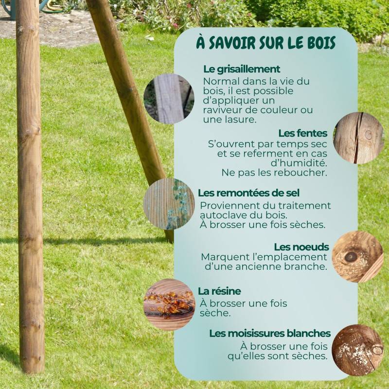 Soulet - Portique en bois rond 3 agrès avec échelle TONKA - Image 10