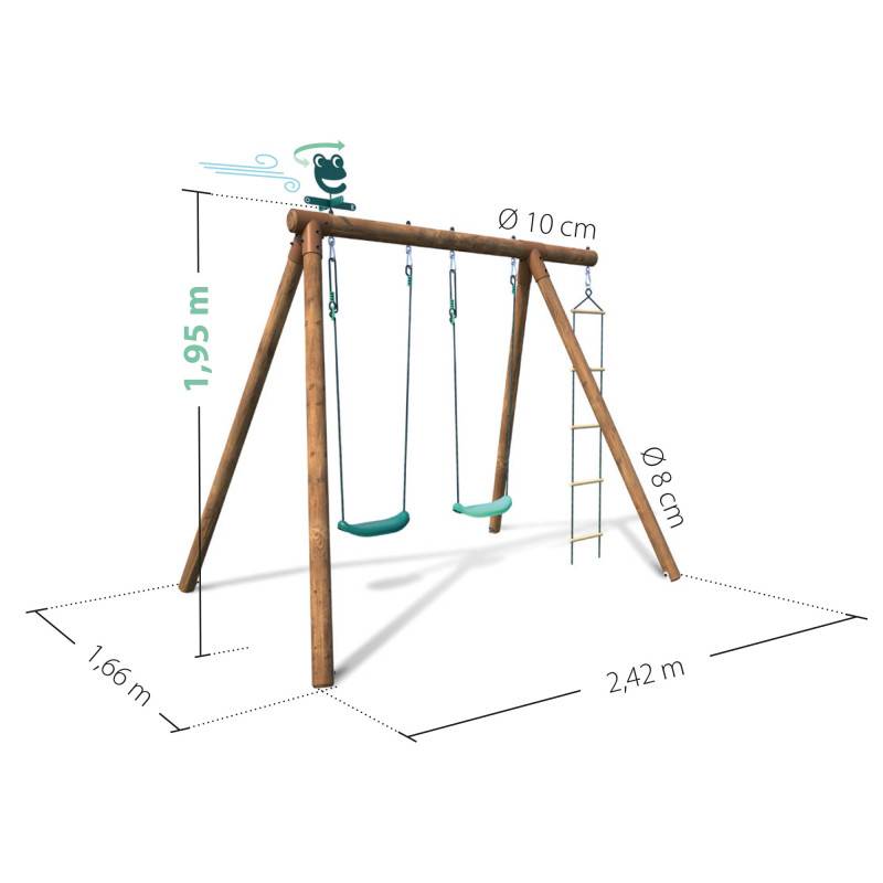 Soulet - Portique en bois rond 3 agrès avec échelle TONKA - Image 4