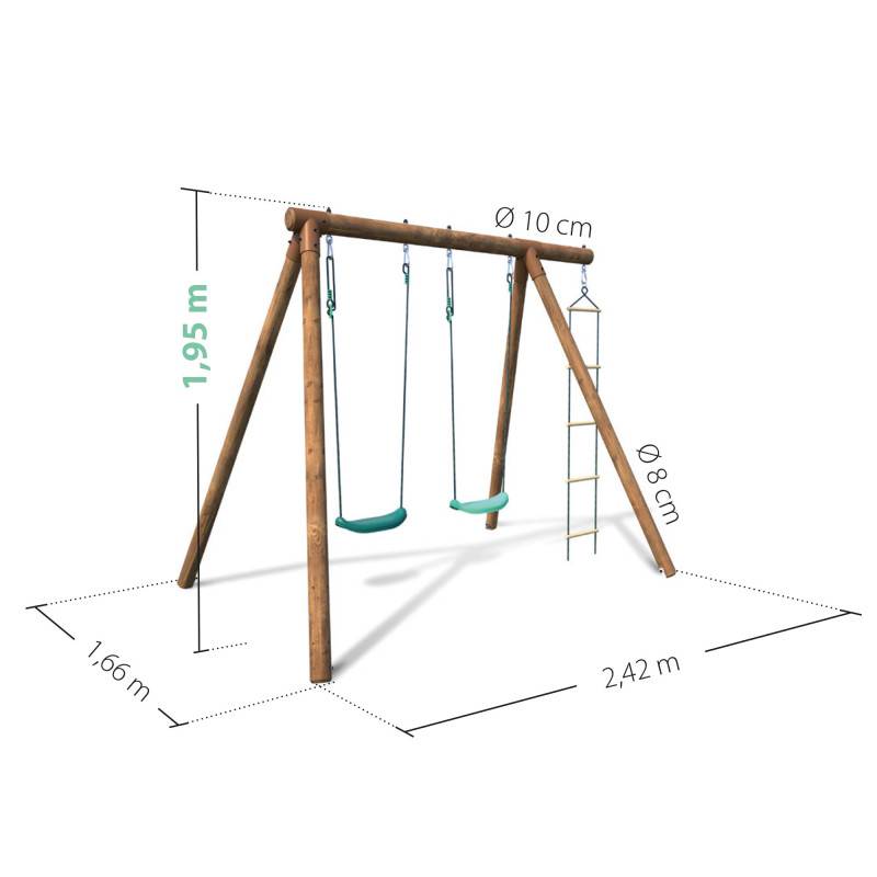 Soulet - Portique en bois rond 3 agrès avec échelle TONKA - Image 4