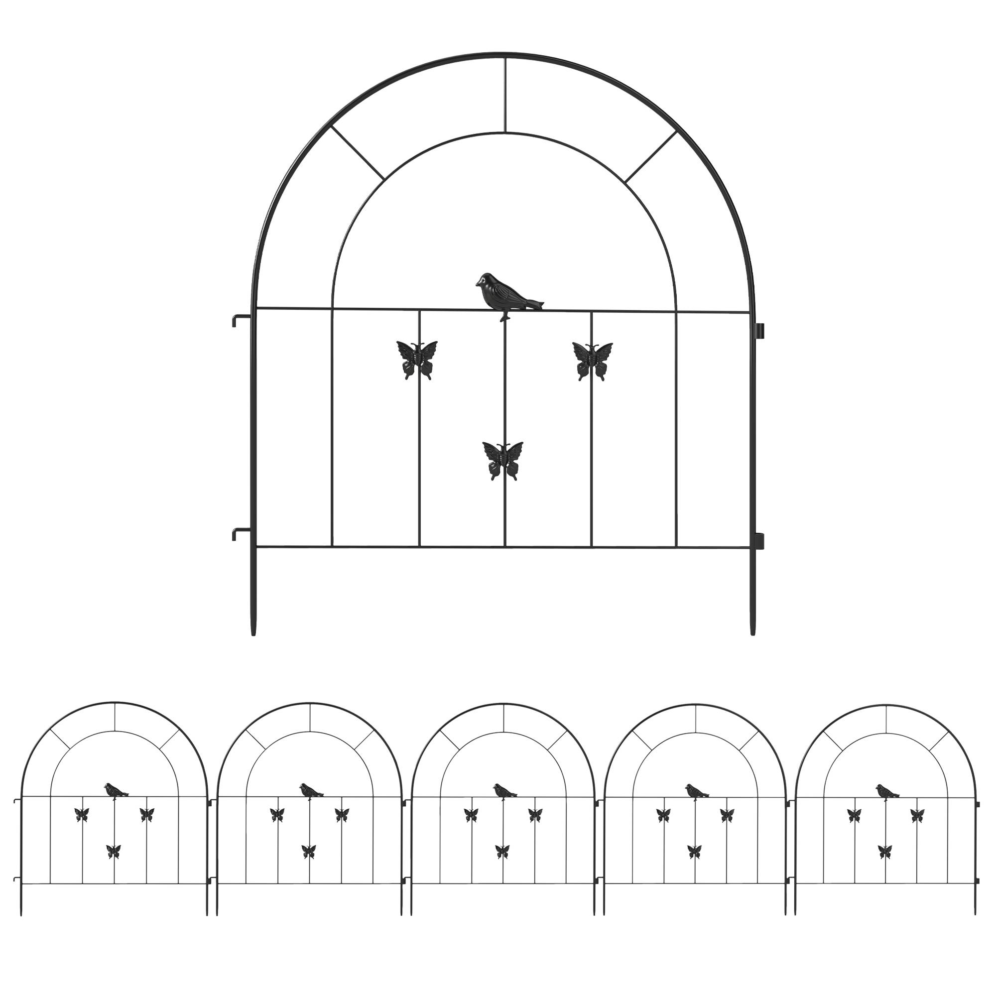 Verse de jardin, clôture décorative en acier 300cmx70cm, Noir - Image 1