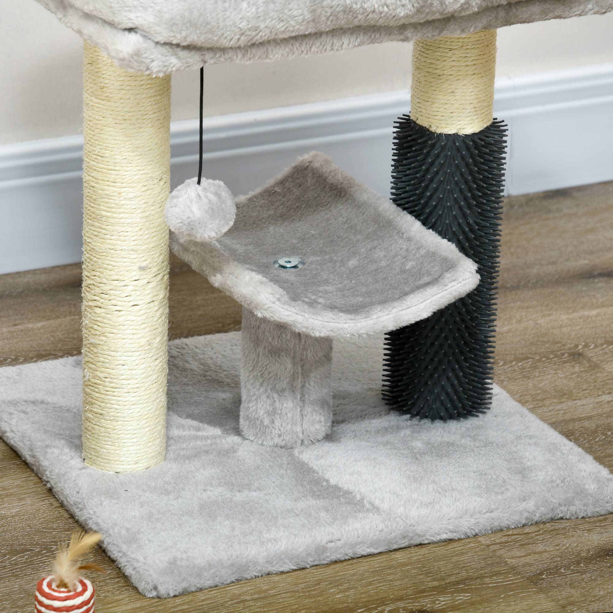 Arbre à chat avec couchage, perchoir, griffoir en sisal et système autonettoyant, design moderne et compact, 40 x 40 x 48 cm, gris - Image 10